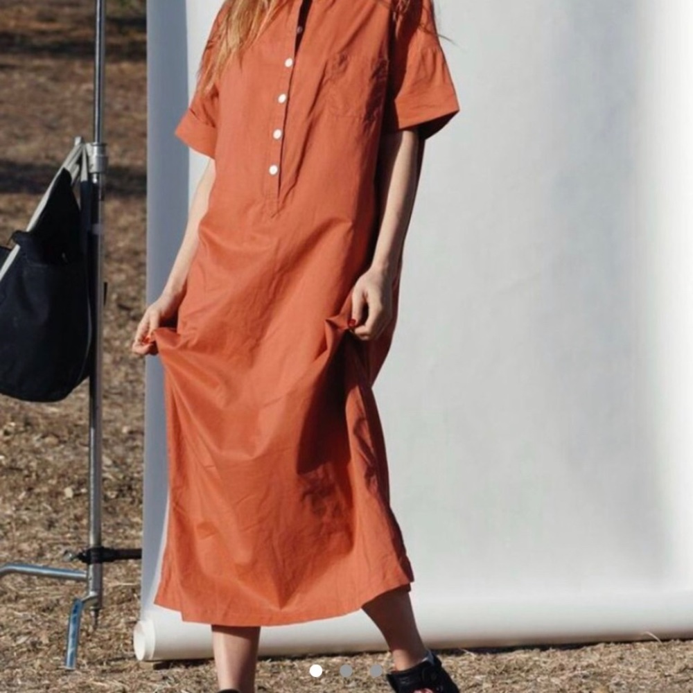 Wellington Factory Poppy Red Coral Maxi Dress deiji cotton poplin australian